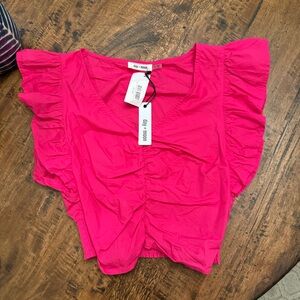 Day + Moon Pink Ruffle Top NWT